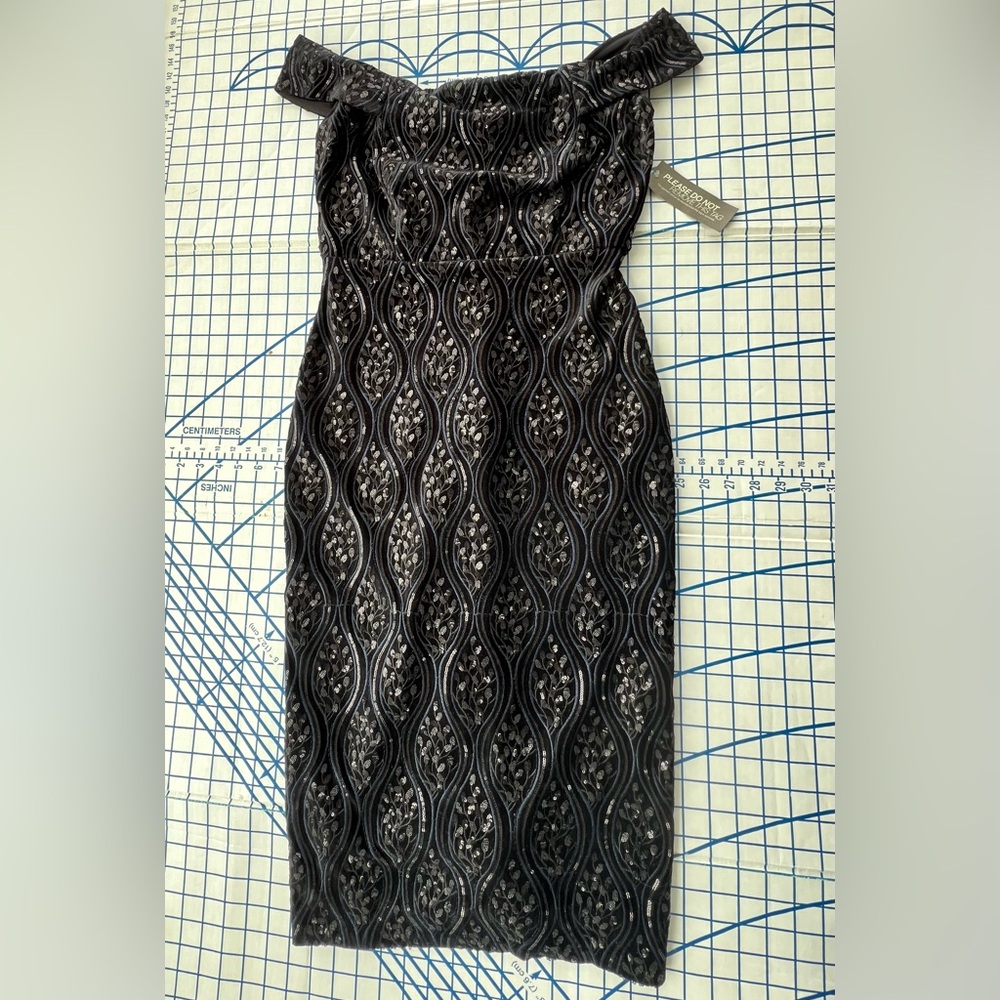 EVA MENDES for NY&CO Perfect Little Black Dress SEQUINS EMBROIDERY NWT Size 4